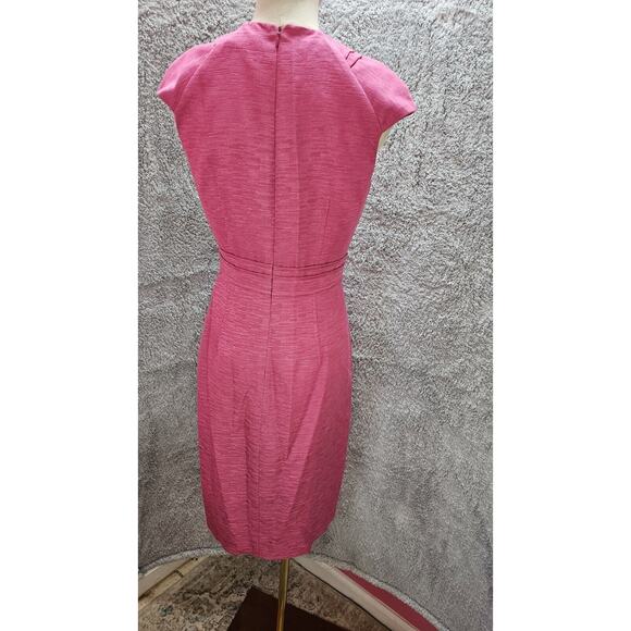 David Meister Pink Textured Pencil Sheath Dress Fitted Bodycon Classic Sz 2 - Picture 4 of 6